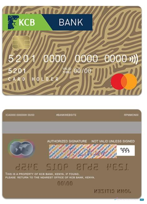 Download Kenya KCB Bank gold mastercard Photoshop template